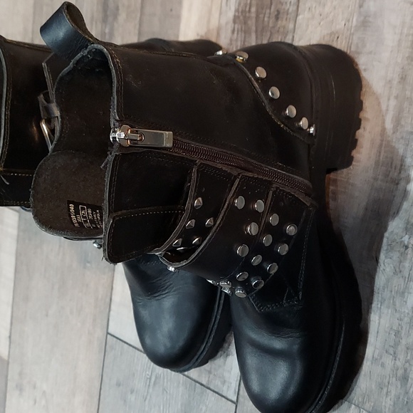 Zara studed boots buckles zippers heels womens 10 black - Picture 2 of 12